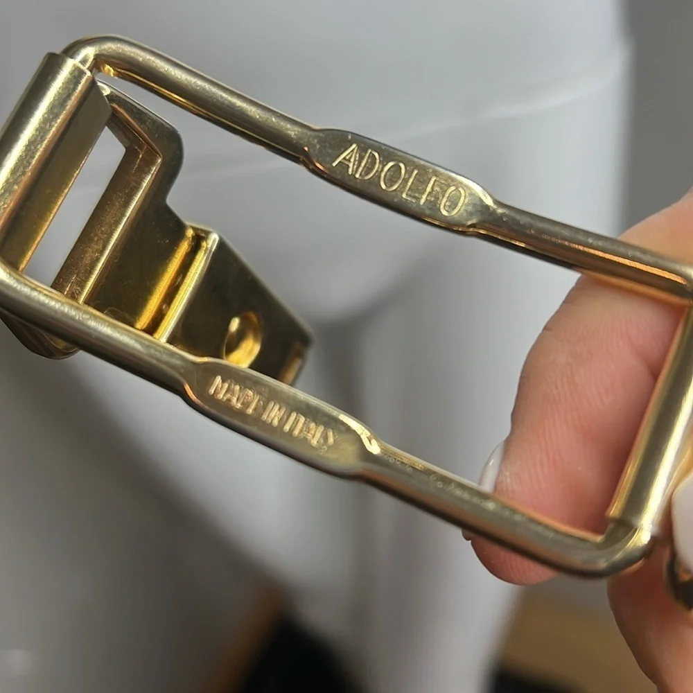 Mod Der for Adolfo Structured 33” Goldtone Belt Made in Italy